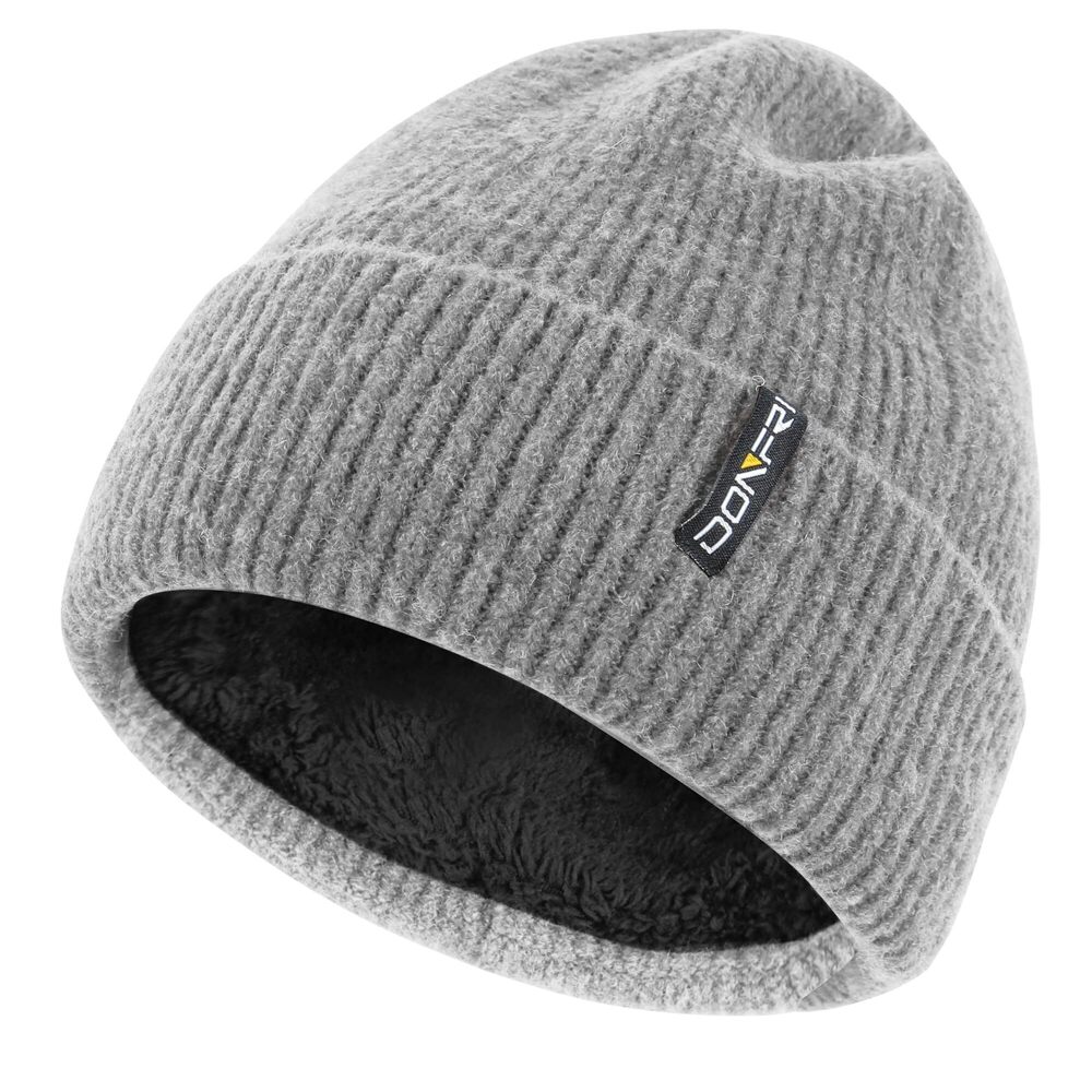 3259 Wool Winter Beanie Hats Grey Fleece Lined Super Soft Warm for Winter